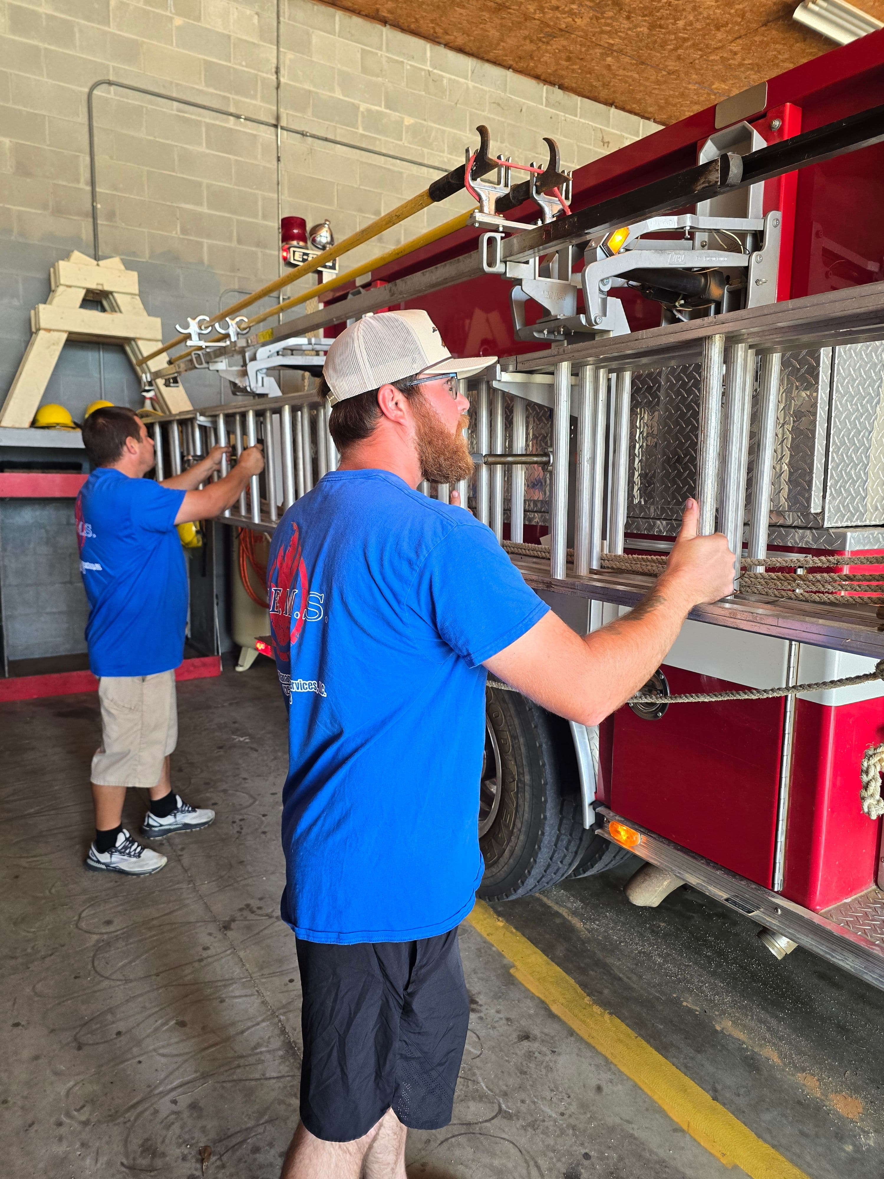Ground ladder testing on fire apparatus