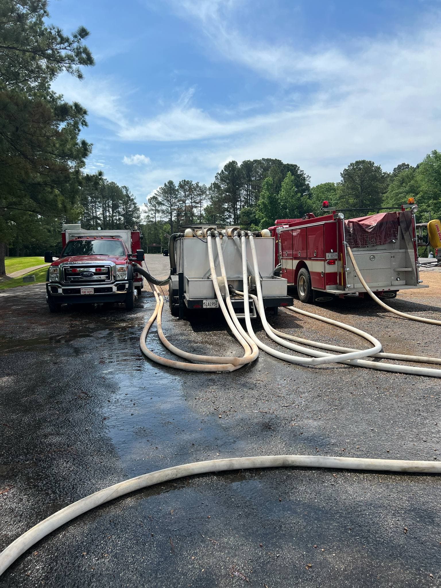 Apparatus connected with supply hose during fire pump flow testing