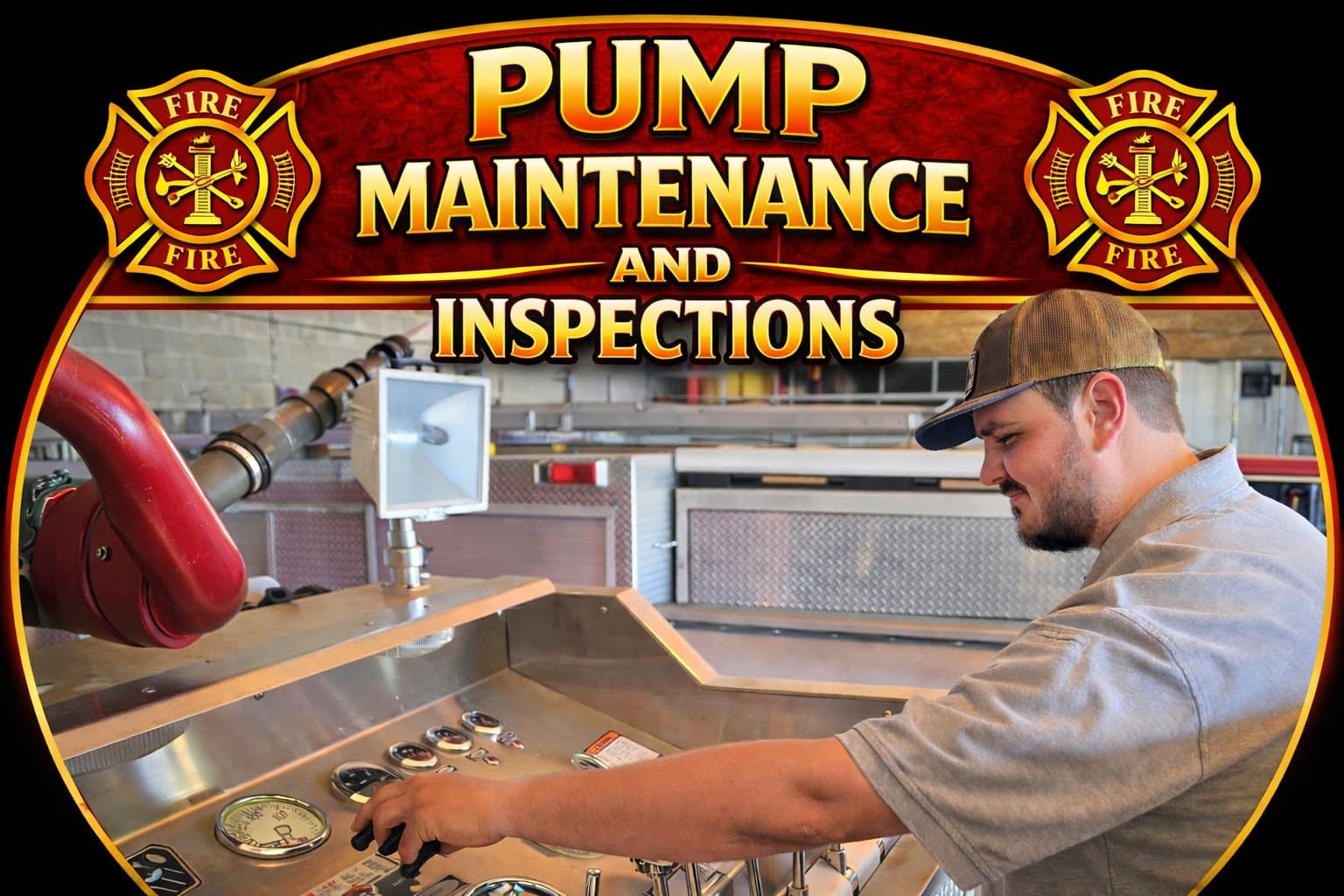 SEMS technician operating the pump panel during pump maintenance and inspection